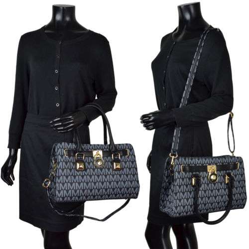 New Womens Handbags Monogram Logo Medium Leather Satchel Tote Bag Padlock Purse